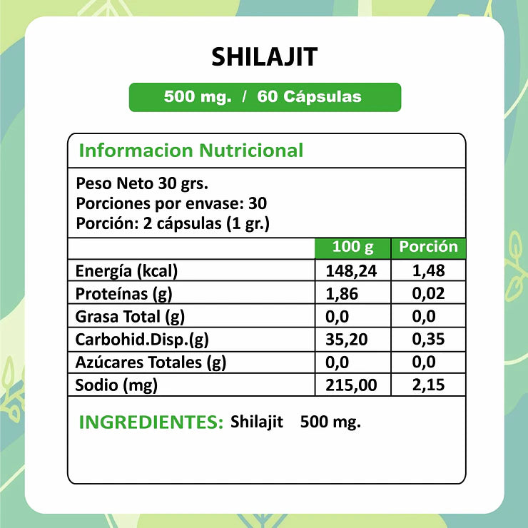 SHILAJIT CAPSULAS DE 500 MG